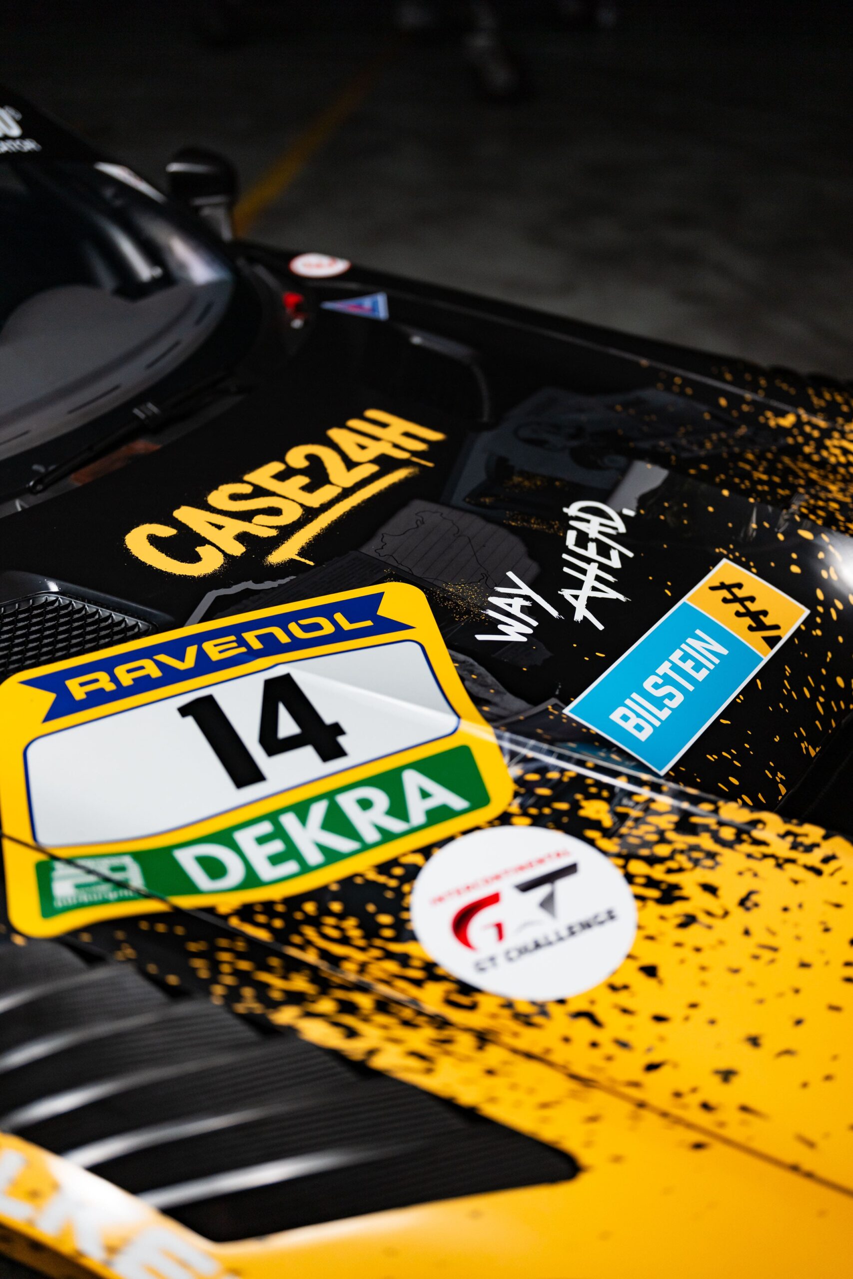 Sponsor and partner logos on the BILSTEIN Mystery Car for the 24-hour race at the Nürburgring